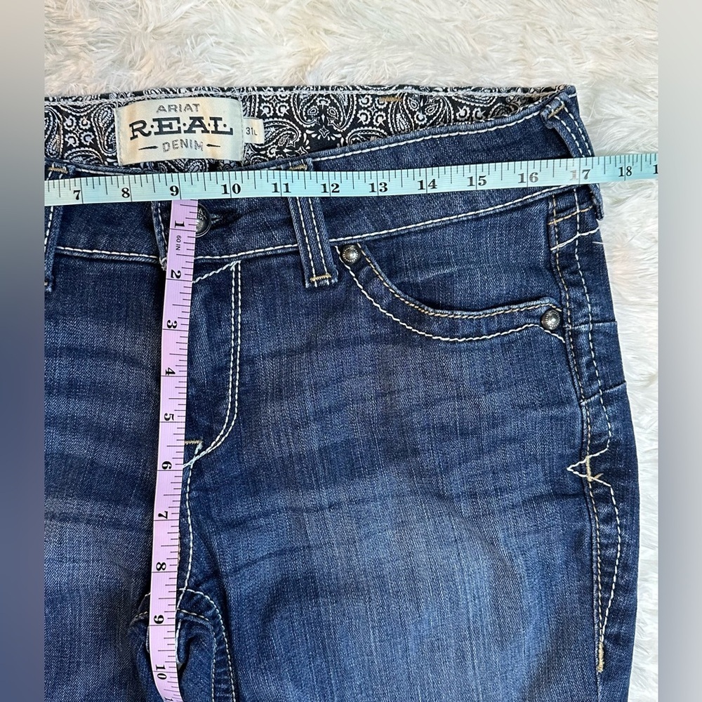 Ariat Real Denim jeans Stitching woman’s size 31 L X 34 Bootcut Western Stretch - Picture 8 of 12